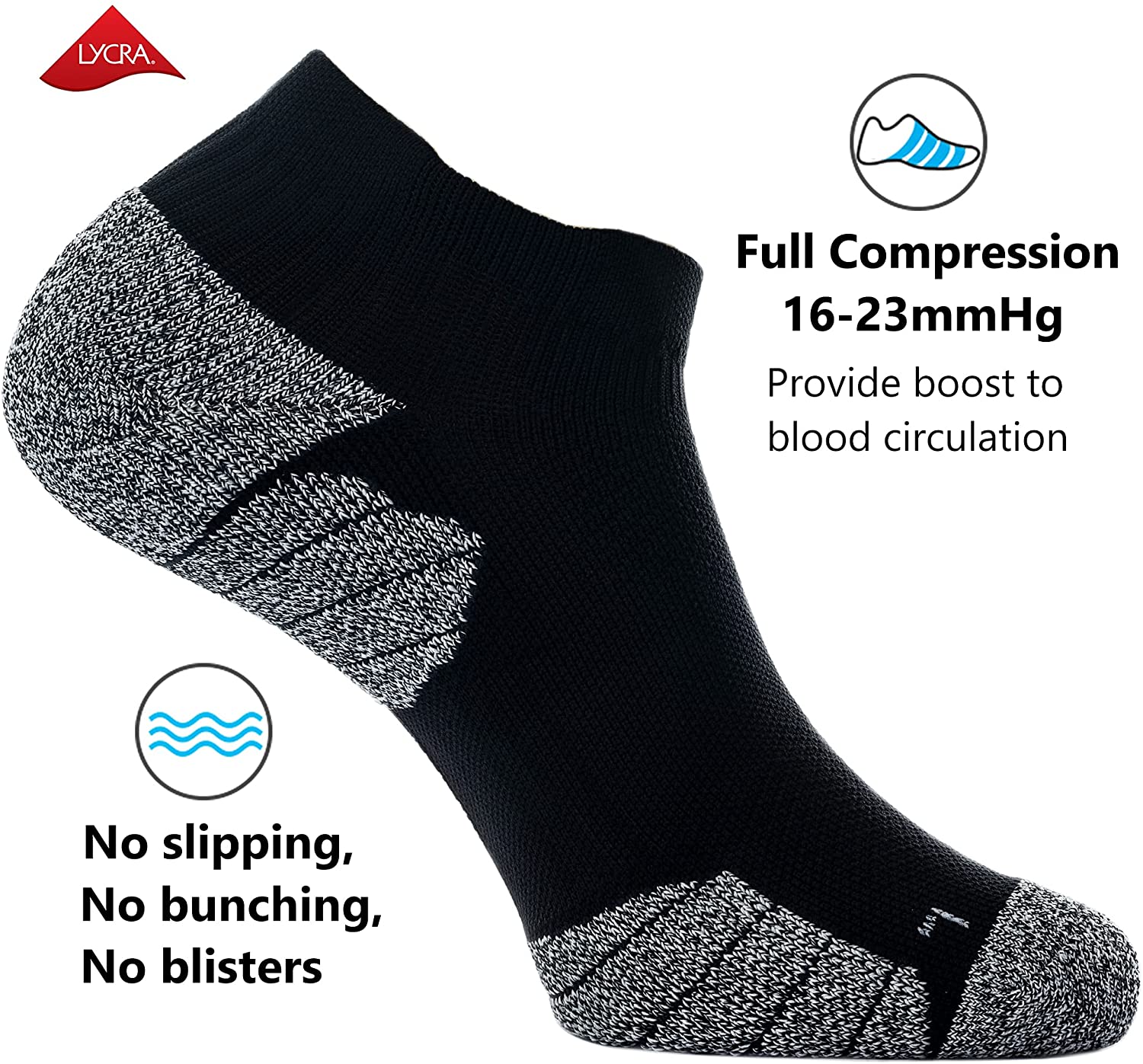 CWVLC Unisex Cushioned Compression Athletic Ankle Socks Multipack 