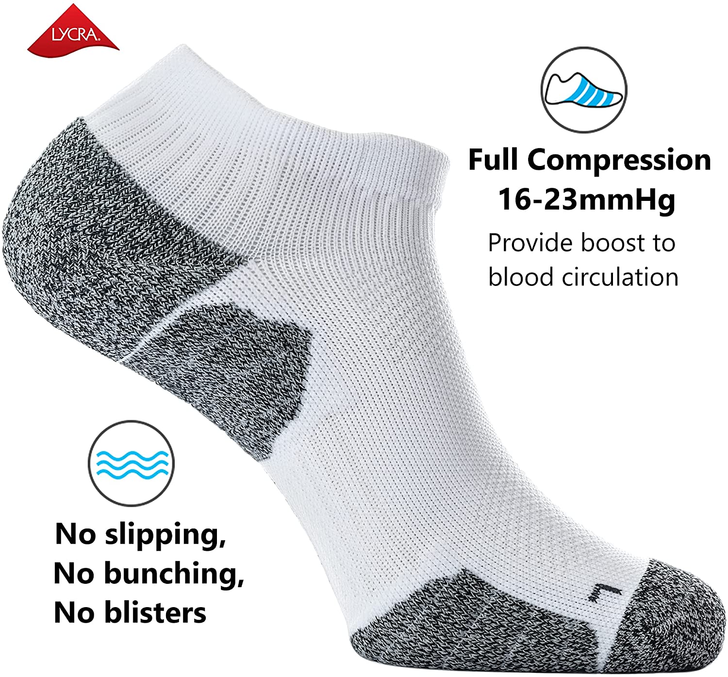 CWVLC Unisex Cushioned Compression Athletic Ankle Socks Multipack 