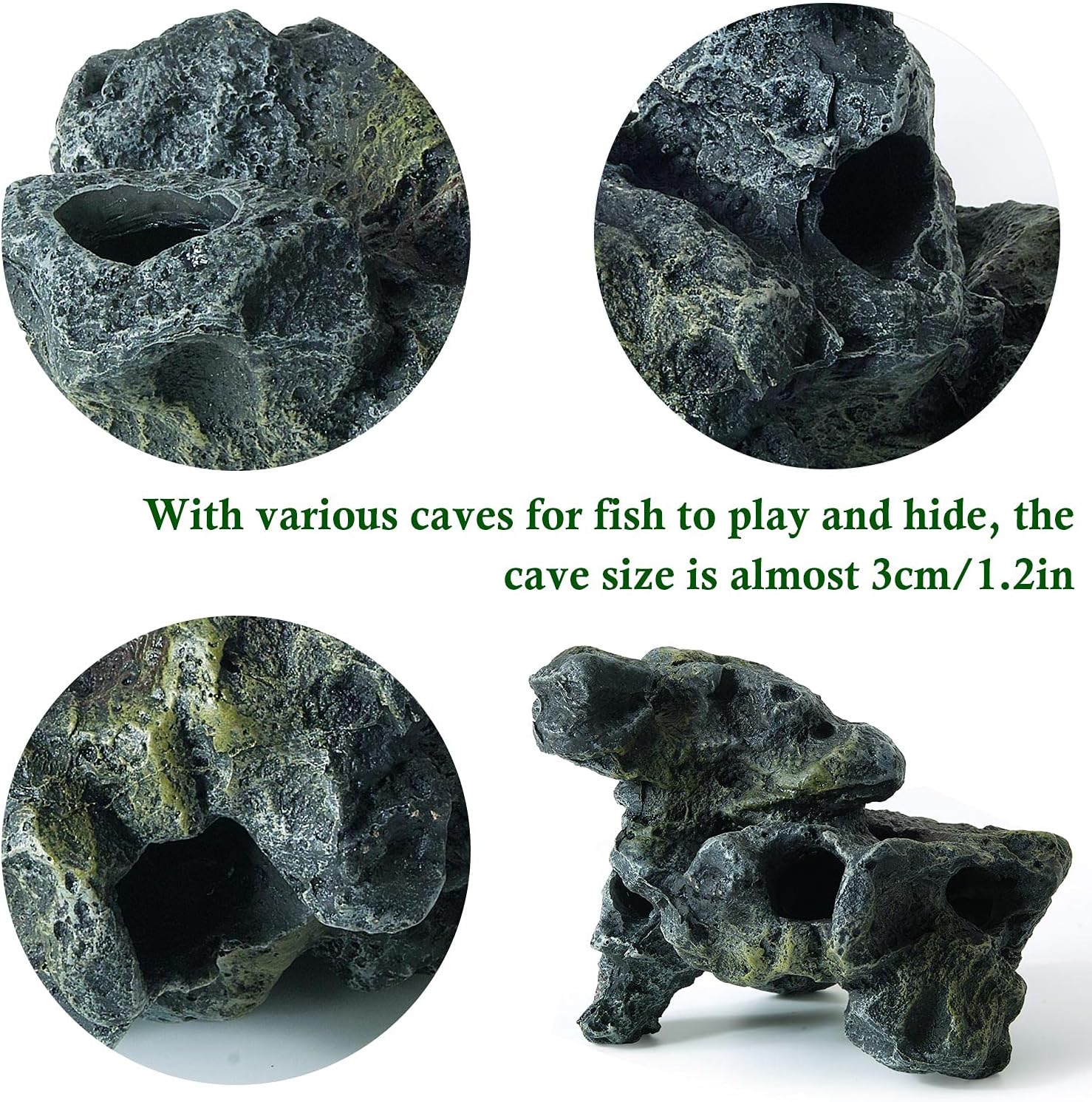 HITOP Resin Aquarium Ornament Mini Skull/Landscape-Stone/Mechanical-Tank Fish Tank Decoration for Fish or Reptile，Aquarium Bubbler Decoration 