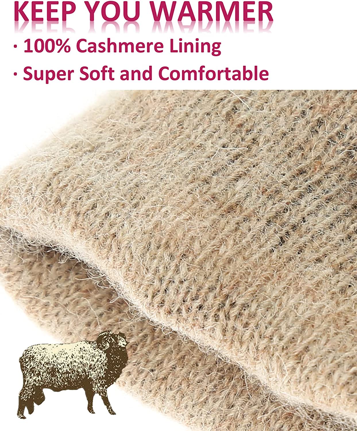 Super-soft Leather Winter Gloves for Women Full-Hand Touchscreen Warm Cashmere Lined Perfect Appearance 