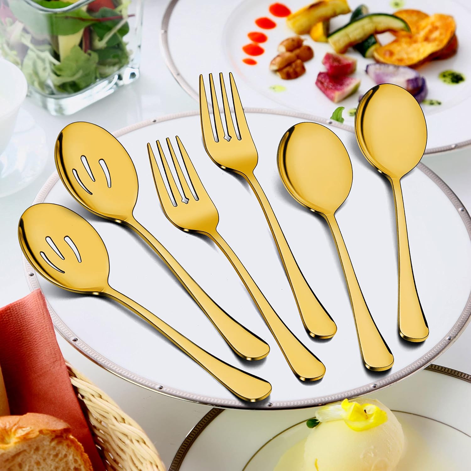 Stainless Steel Silverware Flatware Set for 8 Elegant Cutlery Tableware Includes Fork Spoon Knife LIANYU 46-Piece Silverware Set with Serving Utensils Mirror Polished Dishwasher Safe 
