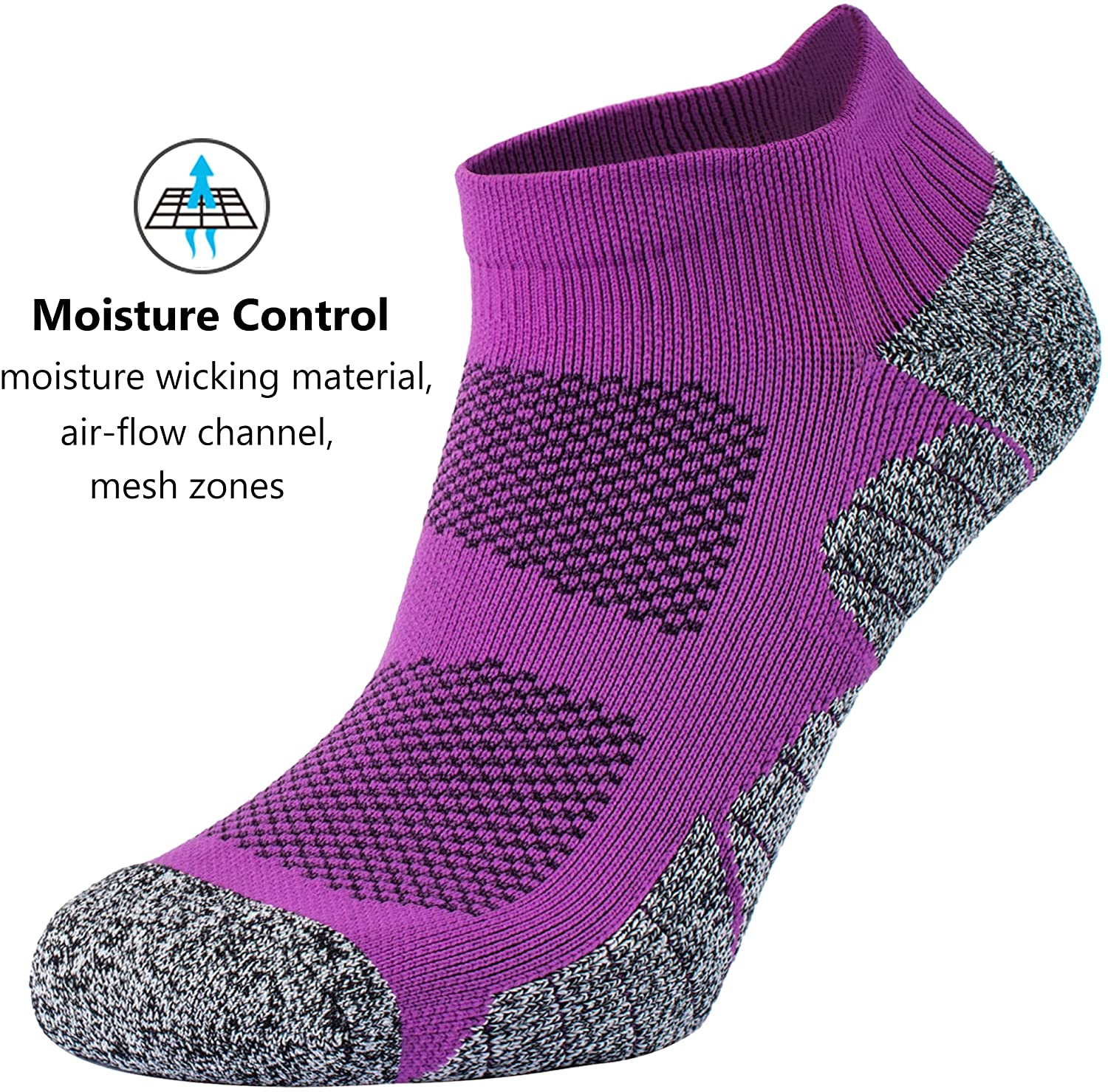 CWVLC Unisex Cushioned Compression Athletic Ankle Socks Multipack 