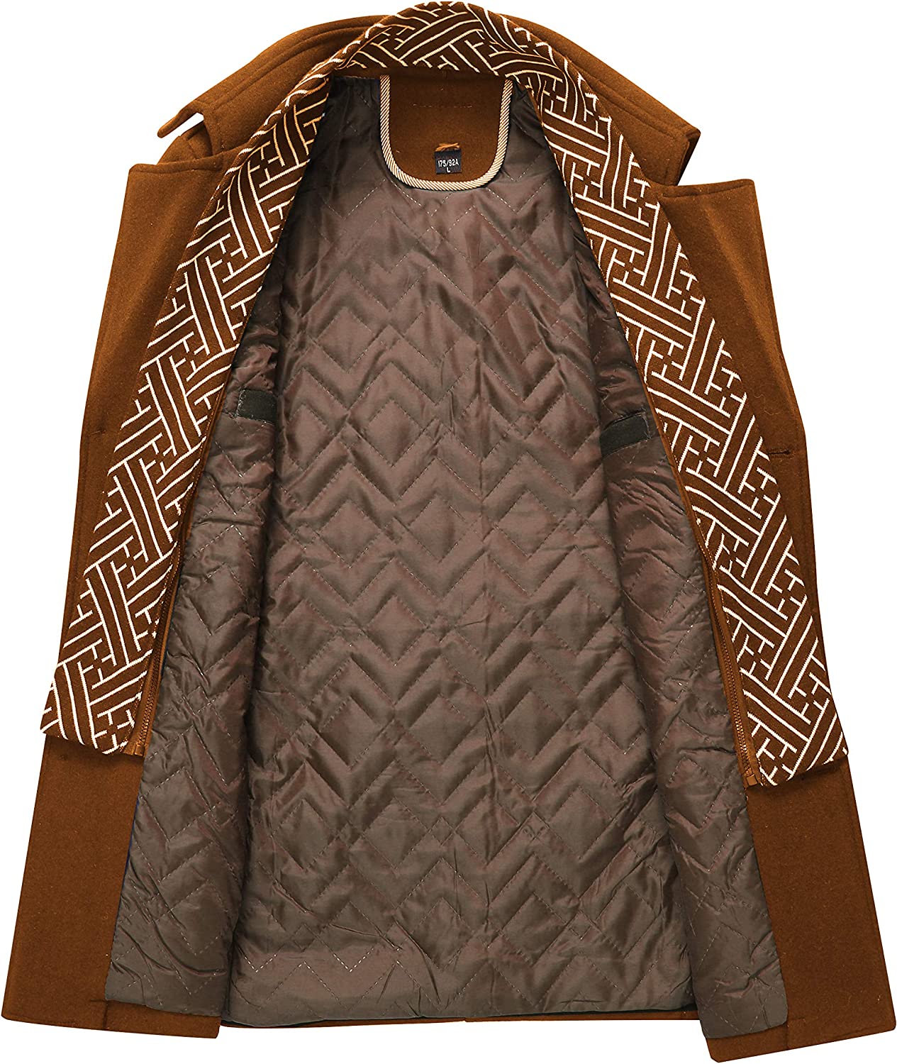 INVACHI Men's Single breasted Mid-length Winter Woolen Business Coat with Free Detachable Soft Touch Wool Scarf 