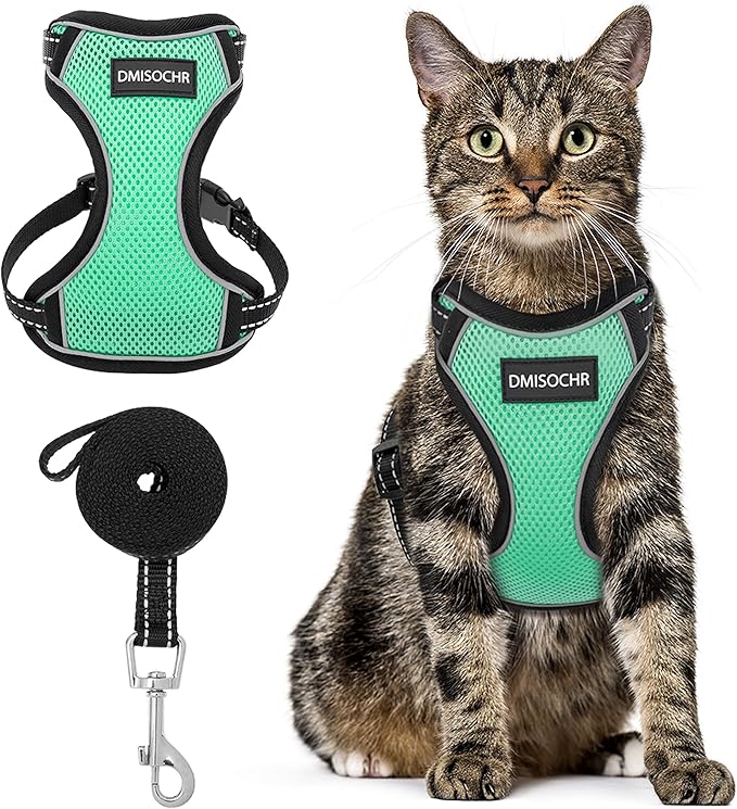 Easy Control and Soft Breathable Mesh Small Pet Vest for Outdoor Walking Escape Proof Adjustable Kitten Harness with Reflective Strip Demigreat Cat Harness with Plush Bouncy Ball and 2 Mouse Toy 