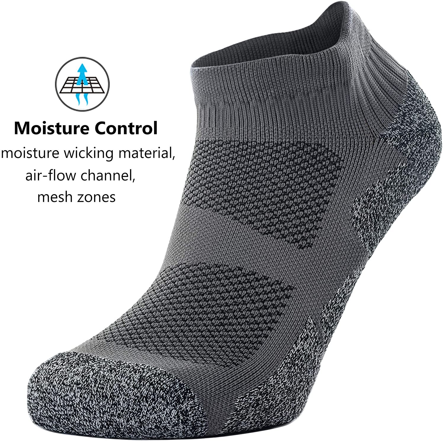 CWVLC Unisex Cushioned Compression Athletic Ankle Socks Multipack 
