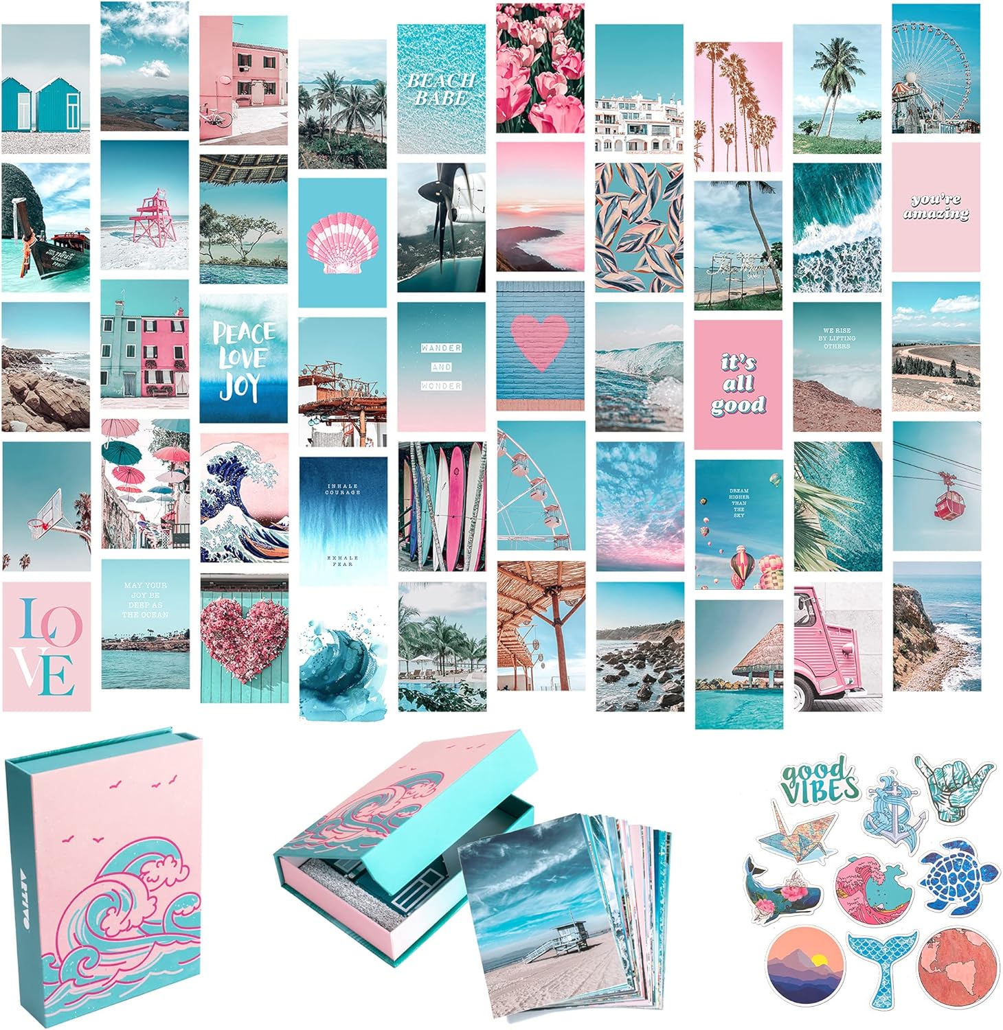 4x6 inch 50 Pcs Poster Pack Indie Room Decor Bedroom Decor for Teen Girls JUWUTE Wall Collage Kit Aesthetic Pictures Blue Aesthetic Poster Bedroom Aesthetic Trendy Small Poster 