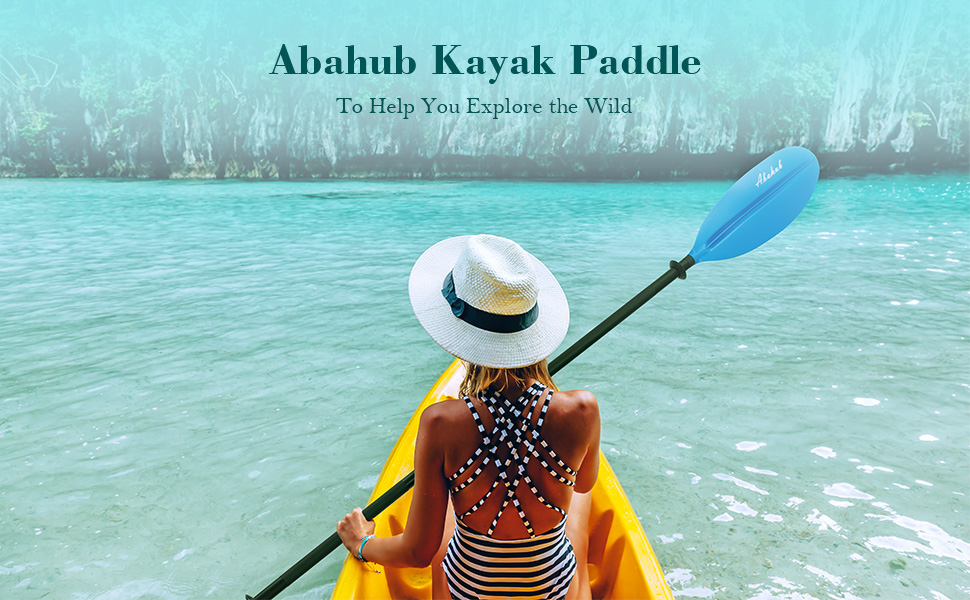 Abahub 1 x Carbon Kayak Paddles Carbon Fiber Shaft Black/Blue/Green/Orange/Yellow Plastic Blades 90.5 Inches Kayaking Oars for Boating Canoeing with Free Paddle Leash 