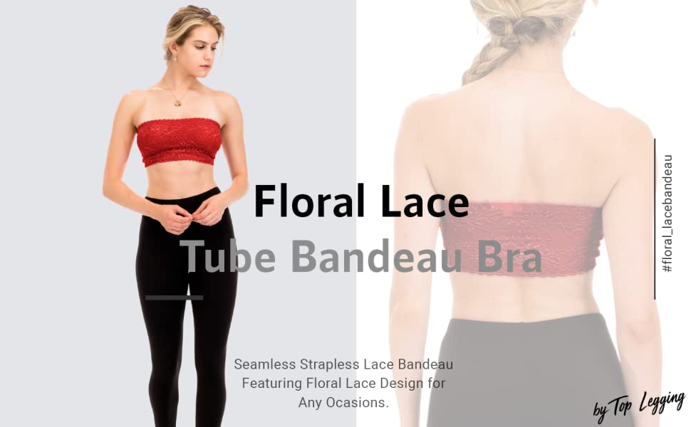 Women's Seamless Floral Non Padded Bralettes Top TL Strapless Bandeau Lace Bra 