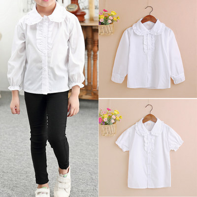 Girl Toppy School Uniform Girls' Short Ruffle Sleeve Top 