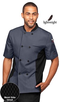 Short Sleeves Only Women's Ladies Side Mesh Chef's Coat Jacket By Uniformates Black, Large 