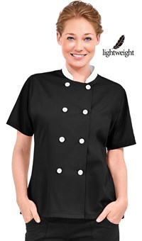 Short Sleeves Only Women's Ladies Side Mesh Chef's Coat Jacket By Uniformates Black, Large 
