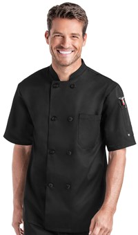 Short Sleeves Only Women's Ladies Side Mesh Chef's Coat Jacket By Uniformates Black, Large 