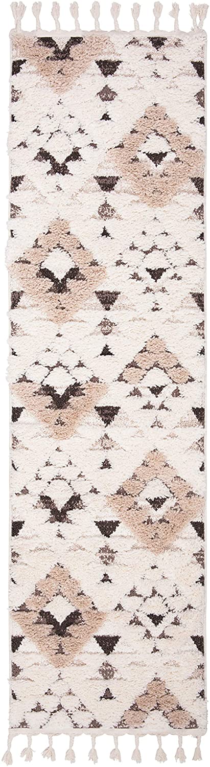 Ivory 2'3 x 6' Brown SAFAVIEH Moroccan Tassel Shag Collection MTS688A Boho Non-Shedding Living Room Bedroom Dining Room Entryway Plush 2-inch Thick Runner Ivory 2'3 x 6' Brown SAFAVIEH Moroccan Tassel Shag Collection MTS688A Boho Non-Shedding Living Room Bedroom Dining Room Entryway Plush 2-inch Thick Runner