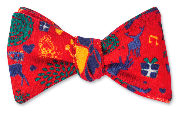 Christmas Bow Ties For Men Pre Tied Holiday Woven Bowtie Red Winter Bow Tie 