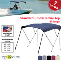 2 Straps KAKIT 750D 3 4 Bow Bimini Top Boat Cover with 2 Rear Support Poles Stainless Steel Mounting Hardwares 1 Inch Stainless Aluminum Frame Storage Boot 4 Quick Release Deck Mounts 