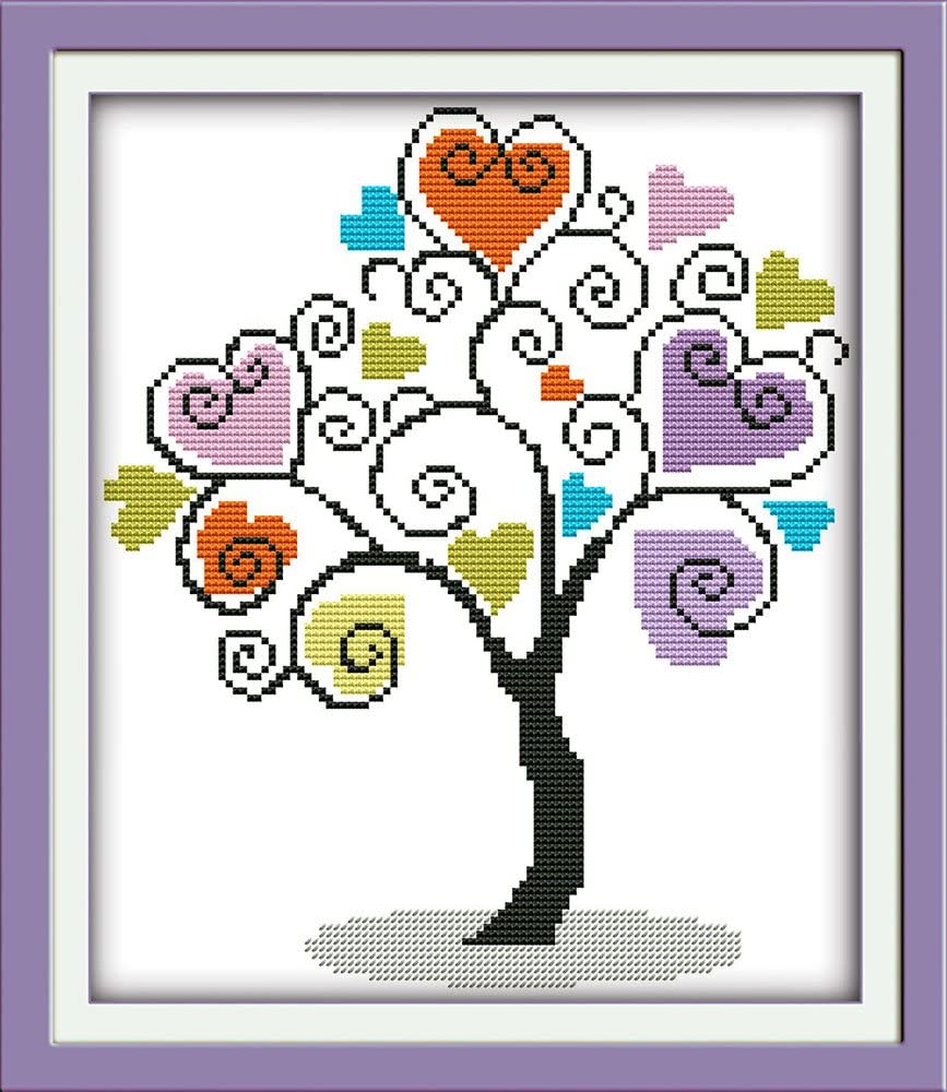 Cross Stitch Kits 4 Pack Stamped Full Range of Embroidery Starter Kits for Beginners DIY Easy Printed Cross-Stitch Kits for Home Decor Cherry Blossoms 16×12inch 